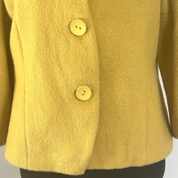 Itala Testino Luxury Baby Alpaca Wool Designer Coat Jacket Mustard Yellow Small - Picture 4 of 10